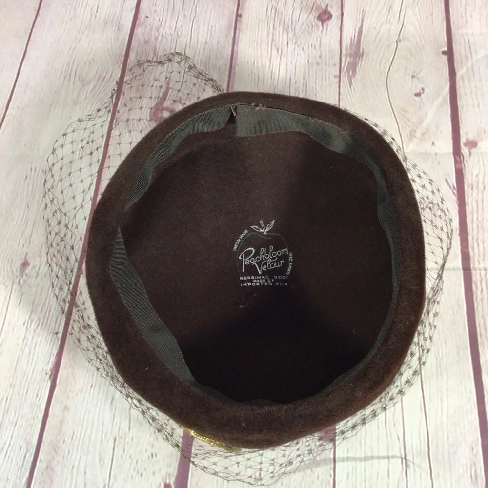 Vintage Peachbloom Velour Brown Hat - Picture 8 of 9
